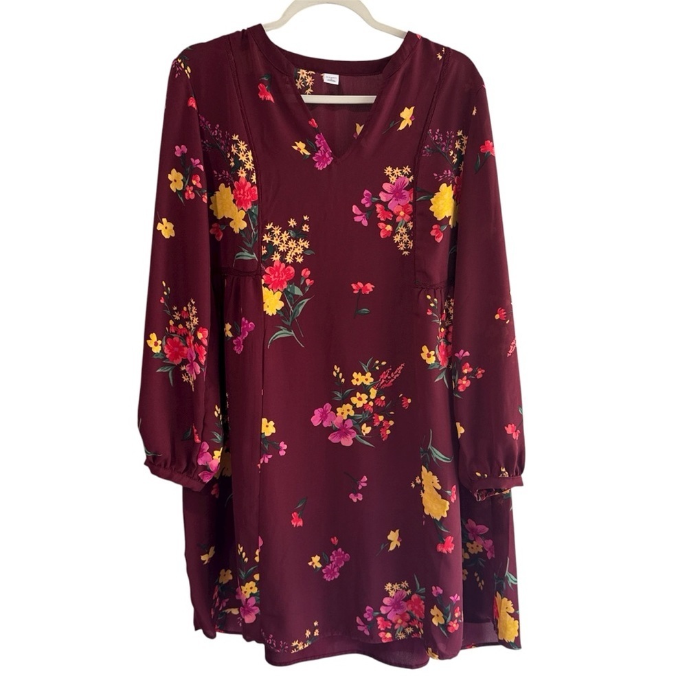 Old Navy Maroon Floral Top - Picture 3 of 8